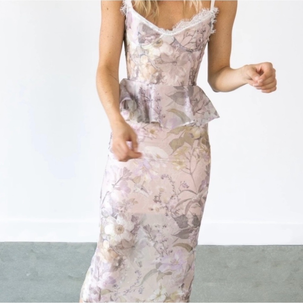 V. Chapman Pastel Floral Midi Dress